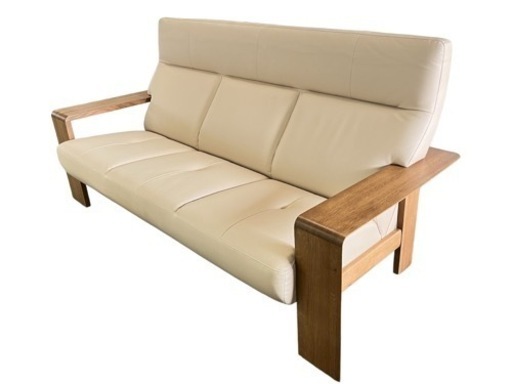 NO.1386 karimoku カリモク Chitano チターノ 3人掛けソファ アイボリー  中古