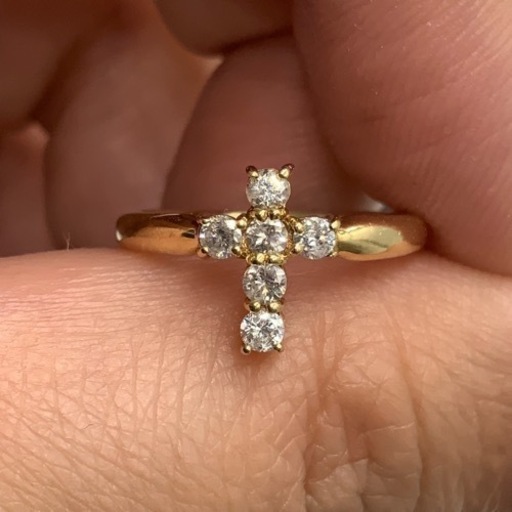 K18 18金　ダイヤモンドクロス　リング　2.7g 約8号
