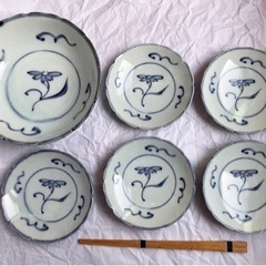 たち吉　花絵　取り皿揃(箸付)【未使用】