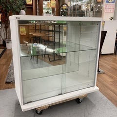 S743 ★ 地球家具 ガラスコレクションケース ライト付き 幅90cm USED