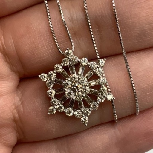 売り切れました。K18WG 18金　ダイヤモンドネックレス　ダイヤ1.33ct　5.6g 約45cm