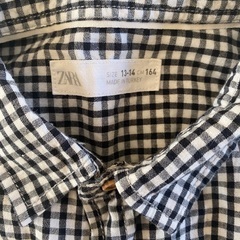新品未使用品 ZARA ザラ/ 164 コットンシャツ ブラックチェックの画像