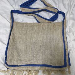 麻バック　37程× 34程　肩紐長さ120cm 程の画像