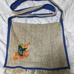 麻バック　37程× 34程　肩紐長さ120cm 程