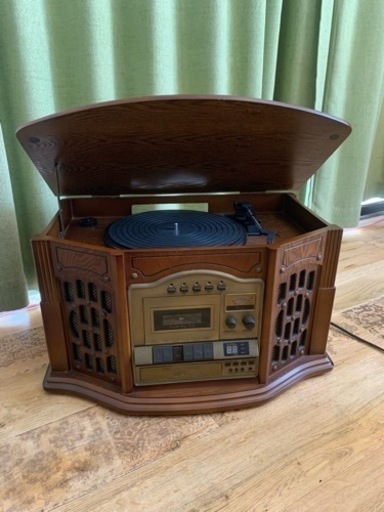 ［フリマ限定］マルチレコードプレーヤー MCP-390 ヒルトップ テープ レコード CD FM/AM ラジオ アンティーク調 オーディオ 福52
