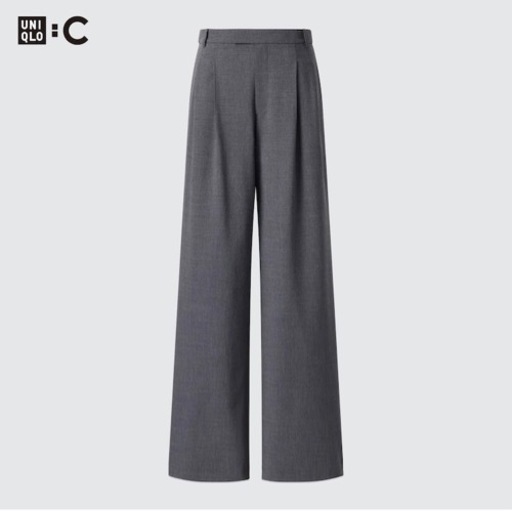 UNIQLO:C タックワイドストレートパンツ(GRAY)