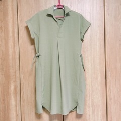 麻調スキッパーサック ワンピースの画像