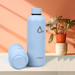 Healthywish ステンレス 水筒 500ml, シームレス 水筒 保冷ボトル 保温ボトル, ステンレスボトル, マグボトル 500ml (ブルー/パープル グラデーション) (500ml, ステンレスブルー)の画像