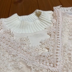 値下げ　韓国　レースベスト付きニットワンピースの画像