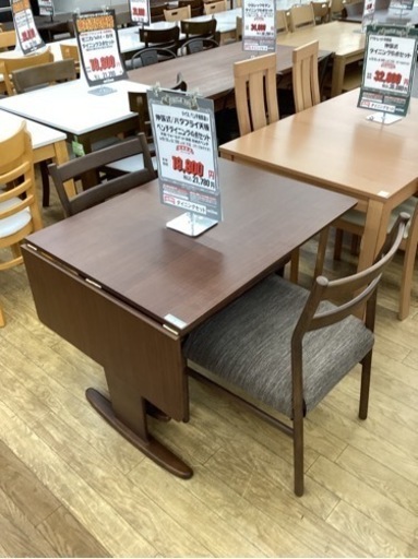 KE-7【新入荷　リサイクル品】ベンチダイニング4点セット　ブラウン　イス　ベンチ違い