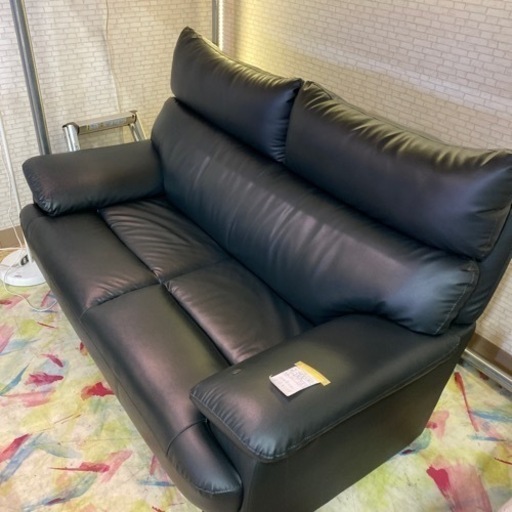 家具 ソファ 3人掛けソファ　合皮　　ブラック