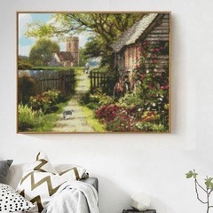 最終お値下げ❣️【新品未使用品】ダイヤモンドアート キット 38 x 50 古い教会の道 ダイヤモンド 絵画の画像