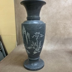 昭和レトロ 天然大理石 山水画 花瓶 花器 華道 フラワーベース...
