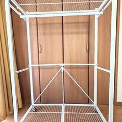 キャスター付き折りたたみハンガーラック(組み立て不要)