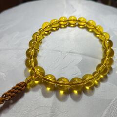 黄水晶（23玉） 四本組紐房（薄茶/からし） 男性用高級略式数珠...
