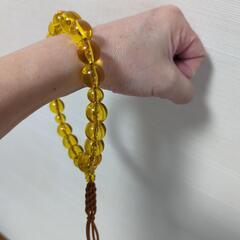 黄水晶（23玉） 四本組紐房（薄茶/からし） 男性用高級略式数珠

中古品の画像
