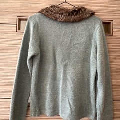 【ほぼ新品】カーディガン、グリーン、axes femmeアクシーズファムの画像
