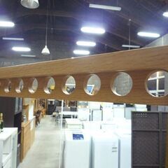 木製 折りたたみ 姿見/ハンガーラック 高さ170cm ナチュラル スタンドミラー ハンガーラック 姿見 札幌市東区 新道東店の画像