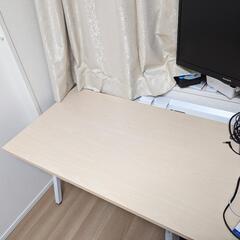 LEAN リーン／平机／センター引き出し付き／W1400×D700／天板ナチュラル／本体ホワイトの画像