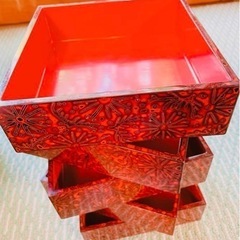 アンティーク品(昭和12年)5段 若狭塗りお重＆木箱のsetの画像