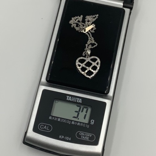 K18WG ダイヤモンドネックレス　0.5ct 3.7g ハートネックレス