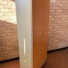 5段式キャビネット 保管庫 両開き 書庫 ロッカー 棚調節可 下置き用 鍵付き 幅900mm×奥行400mm×高さ1900mm 木目調 B 開閉難ありの画像