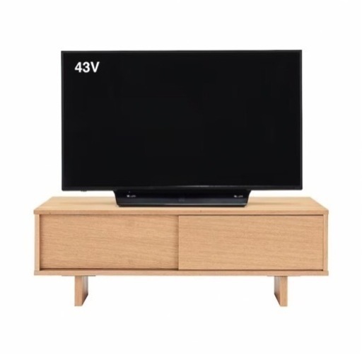 無印良品 オーク材 AVラック 薄型 引戸 幅110cm MUJI