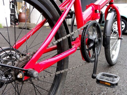 SMT 20インチ 折りたたみ自転車 レッド/赤 切替（変速）無し カギ無し