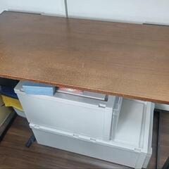 【お譲り先決定】作業デスク、勉強机、オーク色、鉄フレームの画像