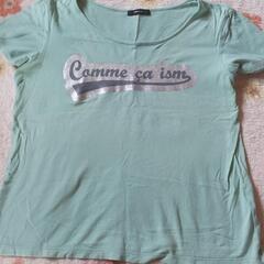COMME　CA　ISM　コムサ　半袖Tシャツ　中古　くすみ緑の画像