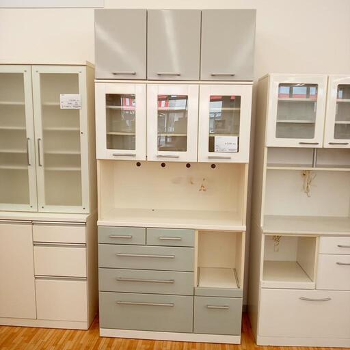 ★ジモティ割あり★ レンジボード　ホワイト\u0026グリーン　クリーニング済　YJ2475