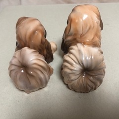 希少品ペキニーズ(フォーン) 2匹陶器置物アンティーク［美品