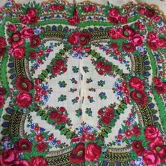 値下げしました　★　スカーフ / 花柄 / フサつき/布地 / おしゃれ小物　の画像