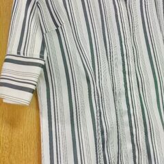 美品✨七分袖のストライプ柄襟付きブラウス　９号の画像