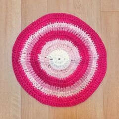 ◆350円◆ハンドメイド ミニラグマット（約50cm）◆ピンク系...