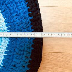 ◆350円◆ハンドメイド ミニラグマット（約50cm）◆ブルー系◆未使用◆B◆の画像