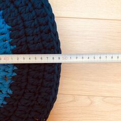 ◆350円◆ハンドメイド ミニラグマット（約50cm）ブルー系◆未使用◆C◆の画像