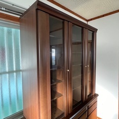 食器棚　木製　家具　収納　本棚　キッチン　台所　食卓棚　美品　テ...
