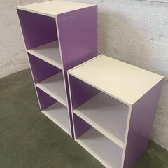 【ジモティ限定特価】 カラーボックス （パープル） 収納棚 2個セット N0022の画像