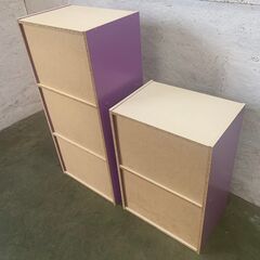 【ジモティ限定特価】 カラーボックス （パープル） 収納棚 2個セット N0022の画像
