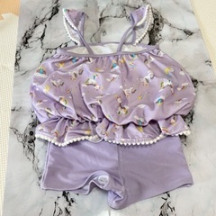 女の子 水着 100 ユニコーン 紫 ズボンタイプの画像