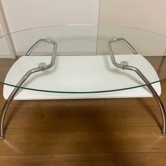 ニトリ　センターテーブル　白　ガラス
