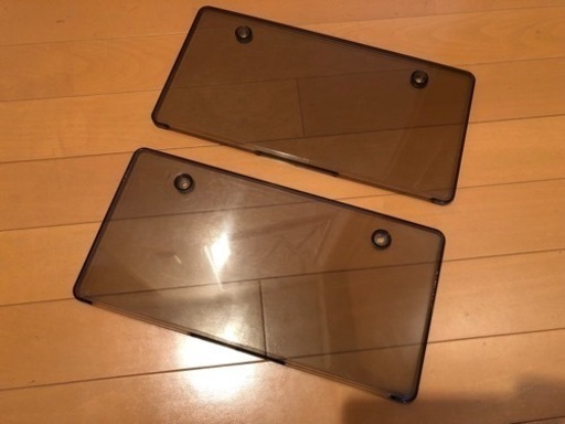 ナンバープレートカバー スモーク 前後セット イベント用に 中古品
