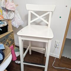 IKEA INGOLF Bar stool with backrest, white, 63 cm の画像