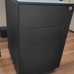 スチールキャビネット 袖机 3段 ブラック Ceha 