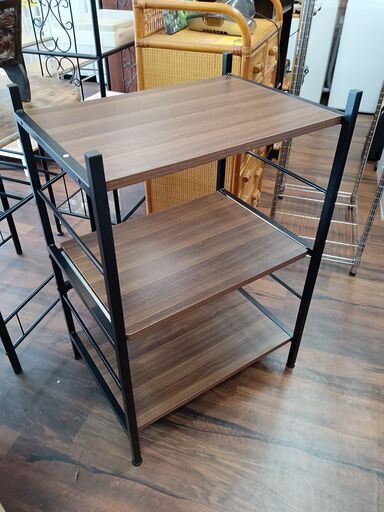 キッチンラック　レンジ台　棚　ブラウン　ブラック　黒　サイズ（約）幅60×奥45×高89　　■近隣配送無料 買取GO‼　栄和店