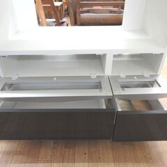壁面収納 テレビボード ハイタイプ 幅90cm 奥行43.5cm 高さ180cm 32インチまで 鏡面仕上げ ダークブラウン ウォールラック テレビ台 札幌 西岡店の画像