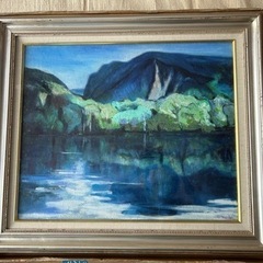 油絵 風景画　女神湖