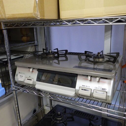 リンナイ/Rinnai  ガステーブルコンロ LP 配達設置対応/1カ月保証 片面焼き水なしグリル [2口 /右強火] パールブラウンベージュ KG67PBRR 約60cm /プロパンガス