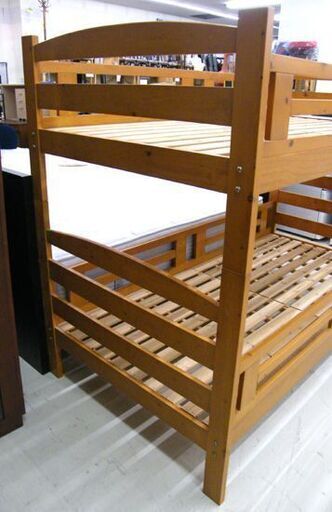二段ベッド すのこタイプ はしご付き 寝具 シングルサイズ 木目 ブラウン ニトリ 2段ベッド 札幌市 厚別区 